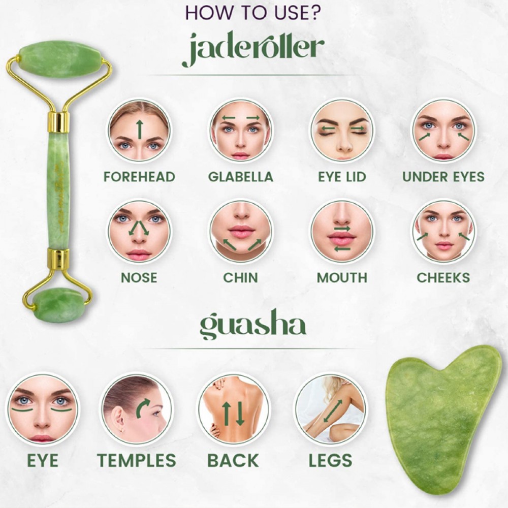 Σετ Jade Roller & Gua Sha από νεφρίτη Εργαλεία - Αξεσουάρ